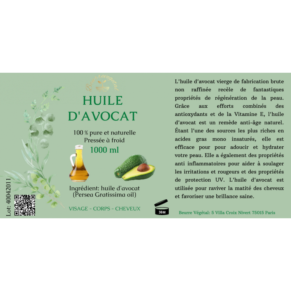 Huile d'AVOCAT - 60 ml